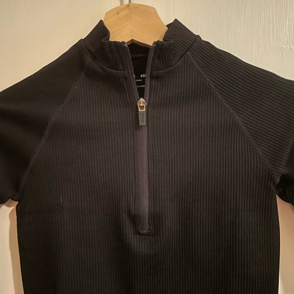 ASOS 4505 Black Athletic Quarter-Zip Mock Neck Ribbed Jacket Size XS - Picture 7 of 15